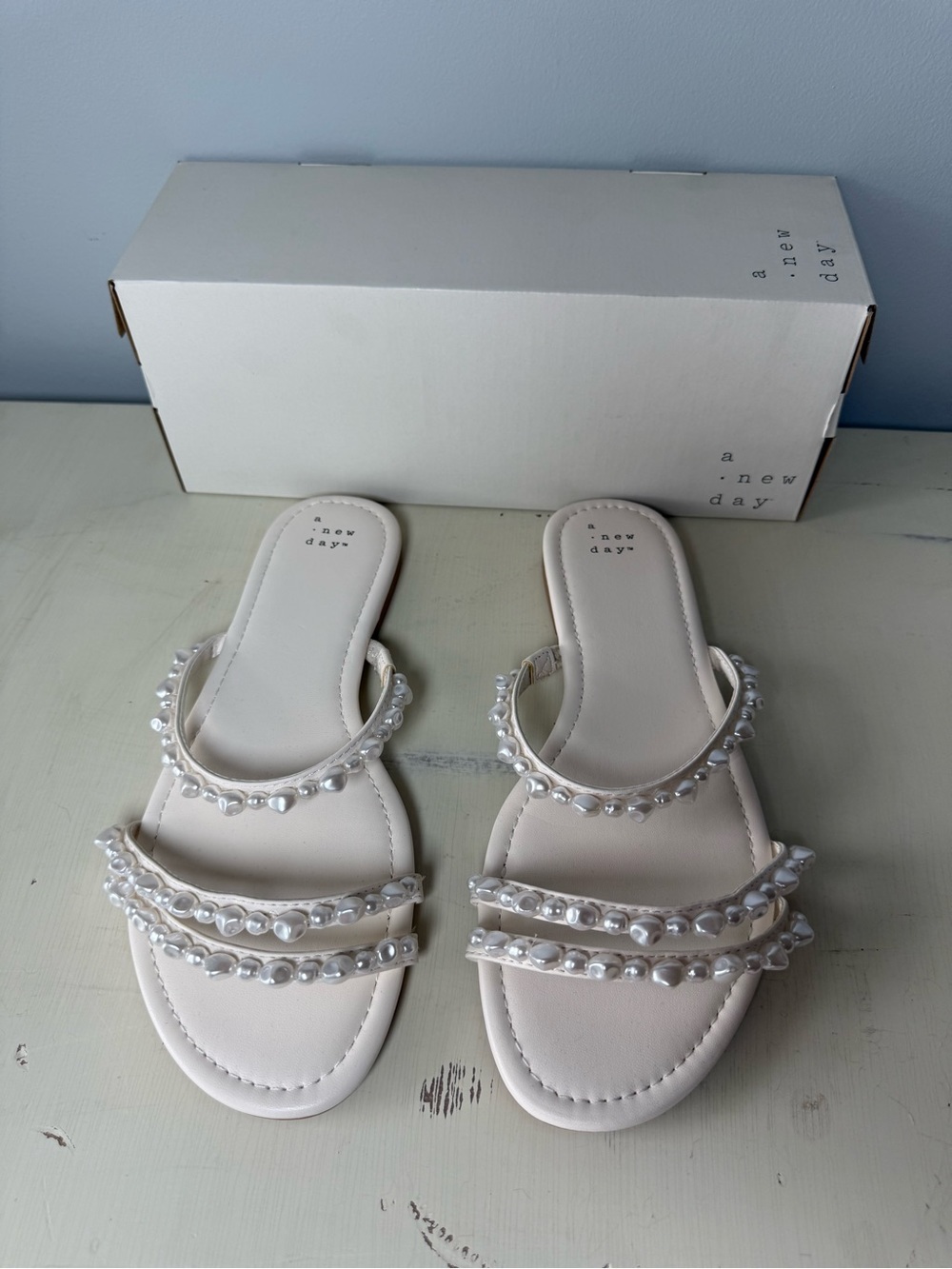 A New Day pearl sandals • NIB • Women’s 9